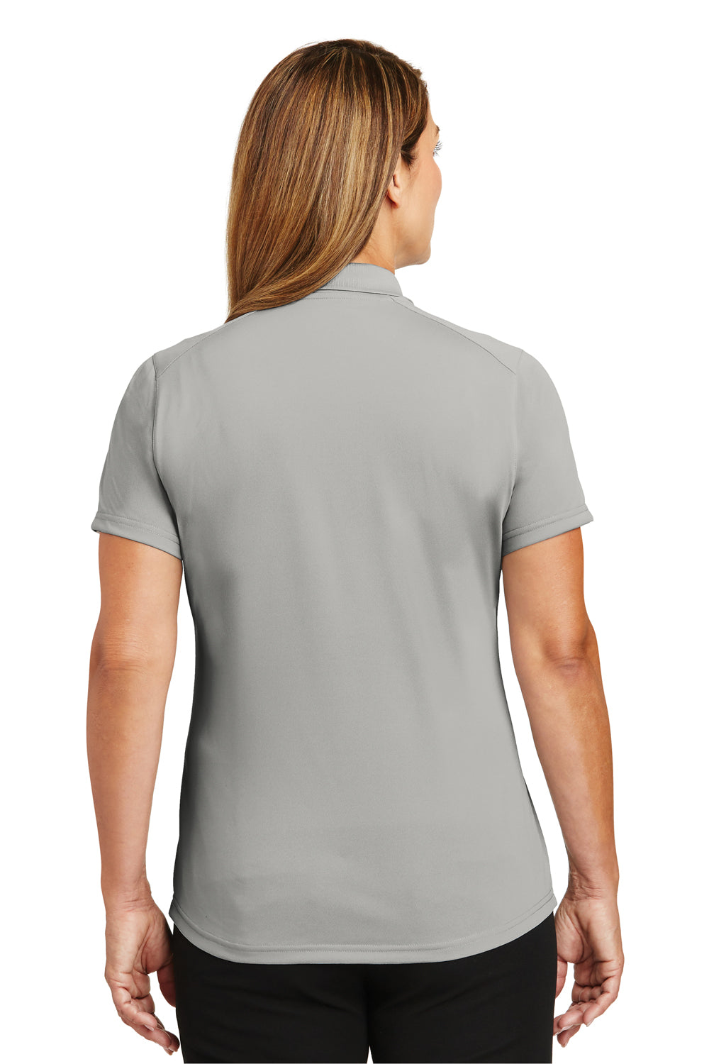 CornerStone CS419 Womens Select Moisture Wicking Short Sleeve Polo Shirt Light Grey Back