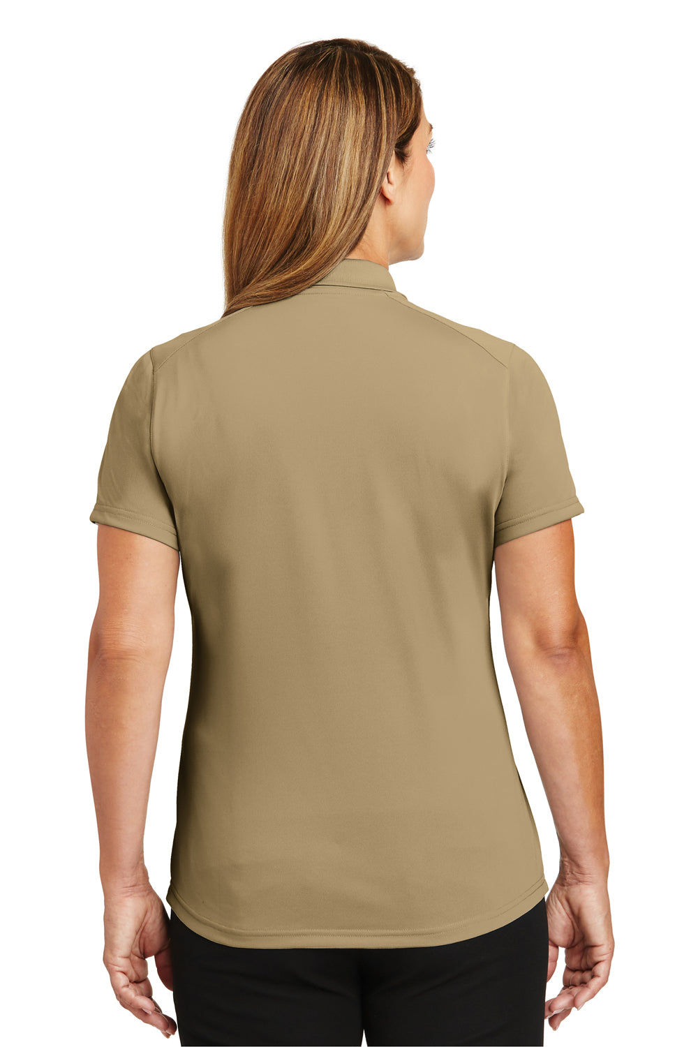 CornerStone CS419 Womens Select Moisture Wicking Short Sleeve Polo Shirt Tan Brown Back