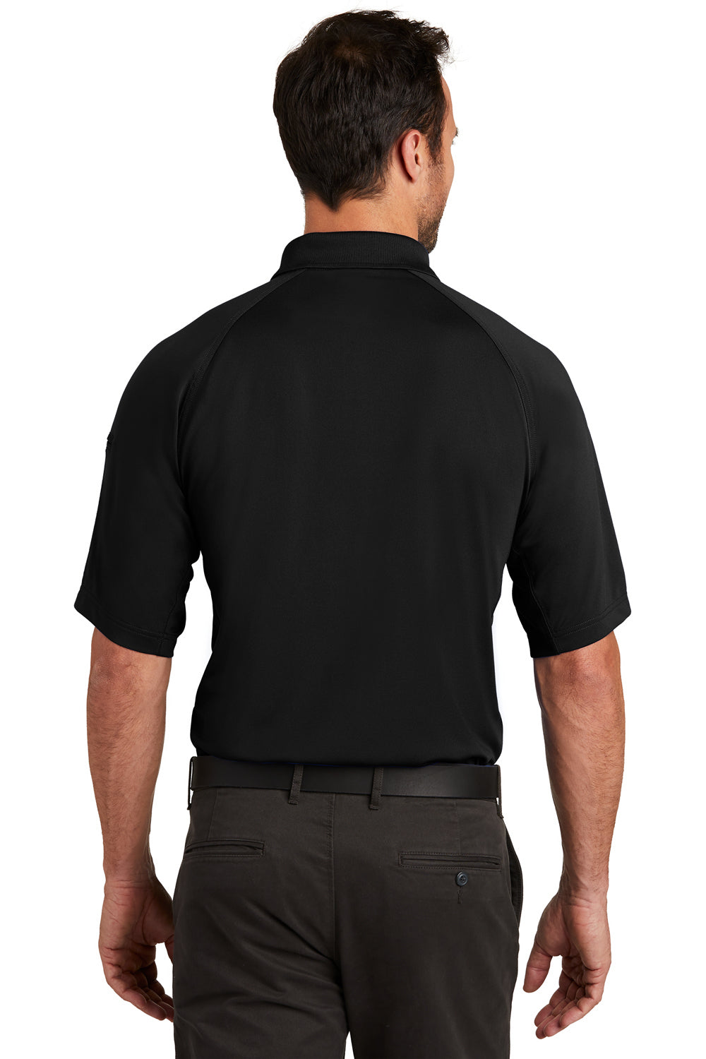 CornerStone CS420 Mens Select Tactical Moisture Wicking Short Sleeve Polo Shirt Black Back