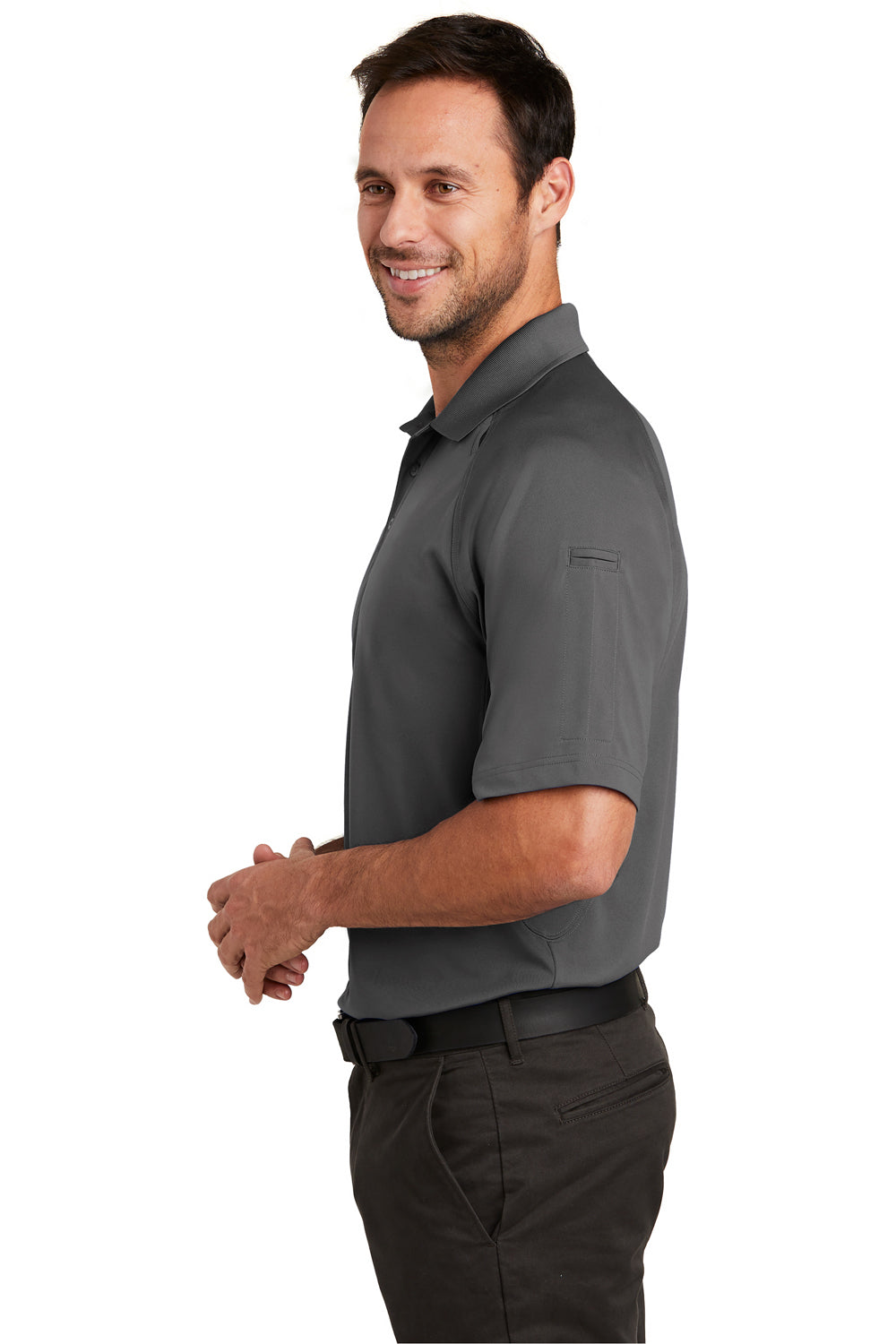 CornerStone CS420 Mens Select Tactical Moisture Wicking Short Sleeve Polo Shirt Charcoal Grey Side