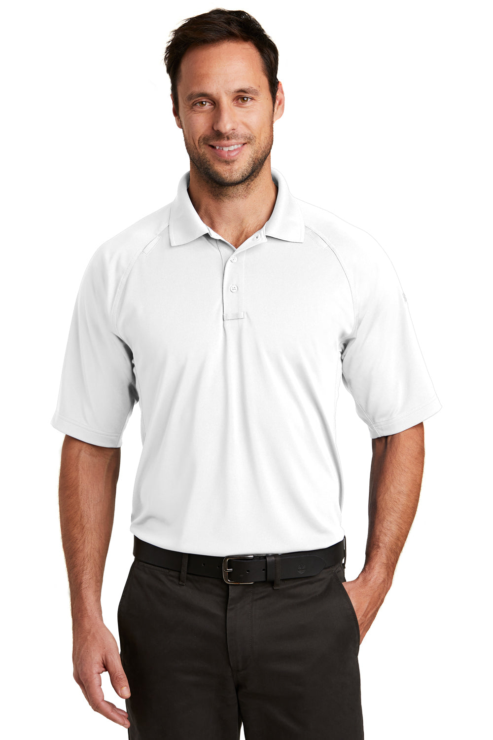 CornerStone CS420 Mens Select Tactical Moisture Wicking Short Sleeve Polo Shirt White Front
