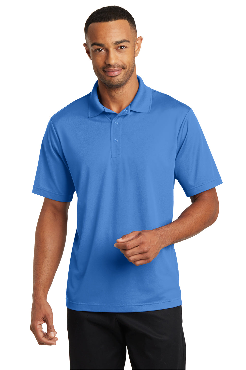 CornerStone CS421 Mens Gripper Moisture Wicking Short Sleeve Polo Shirt Blue Lake Front