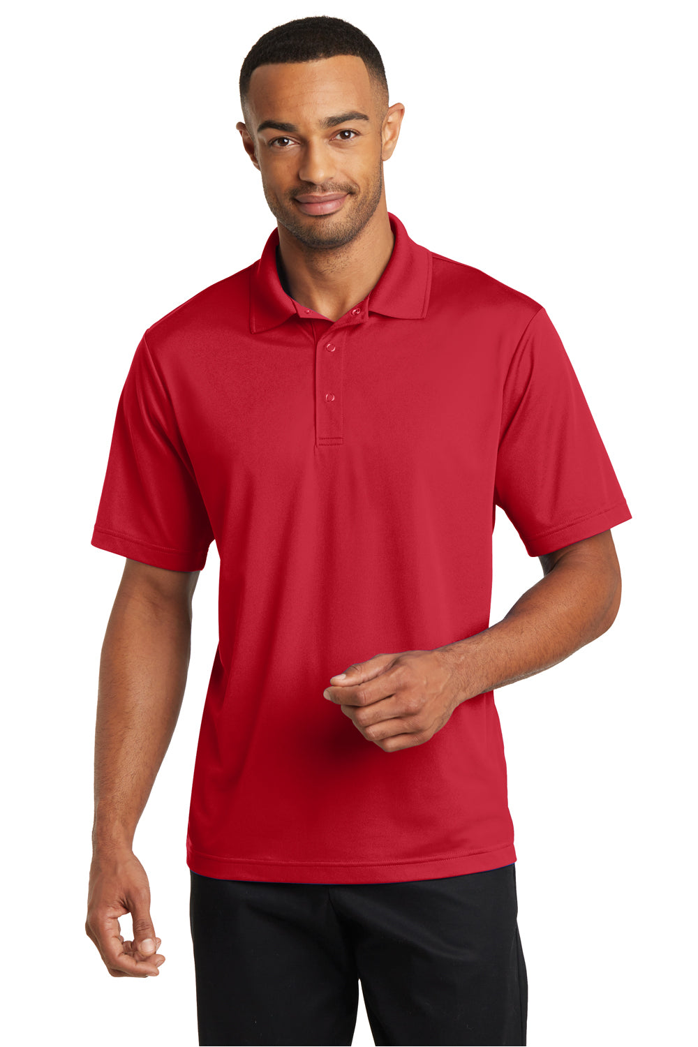 CornerStone CS421 Mens Gripper Moisture Wicking Short Sleeve Polo Shirt Red Front