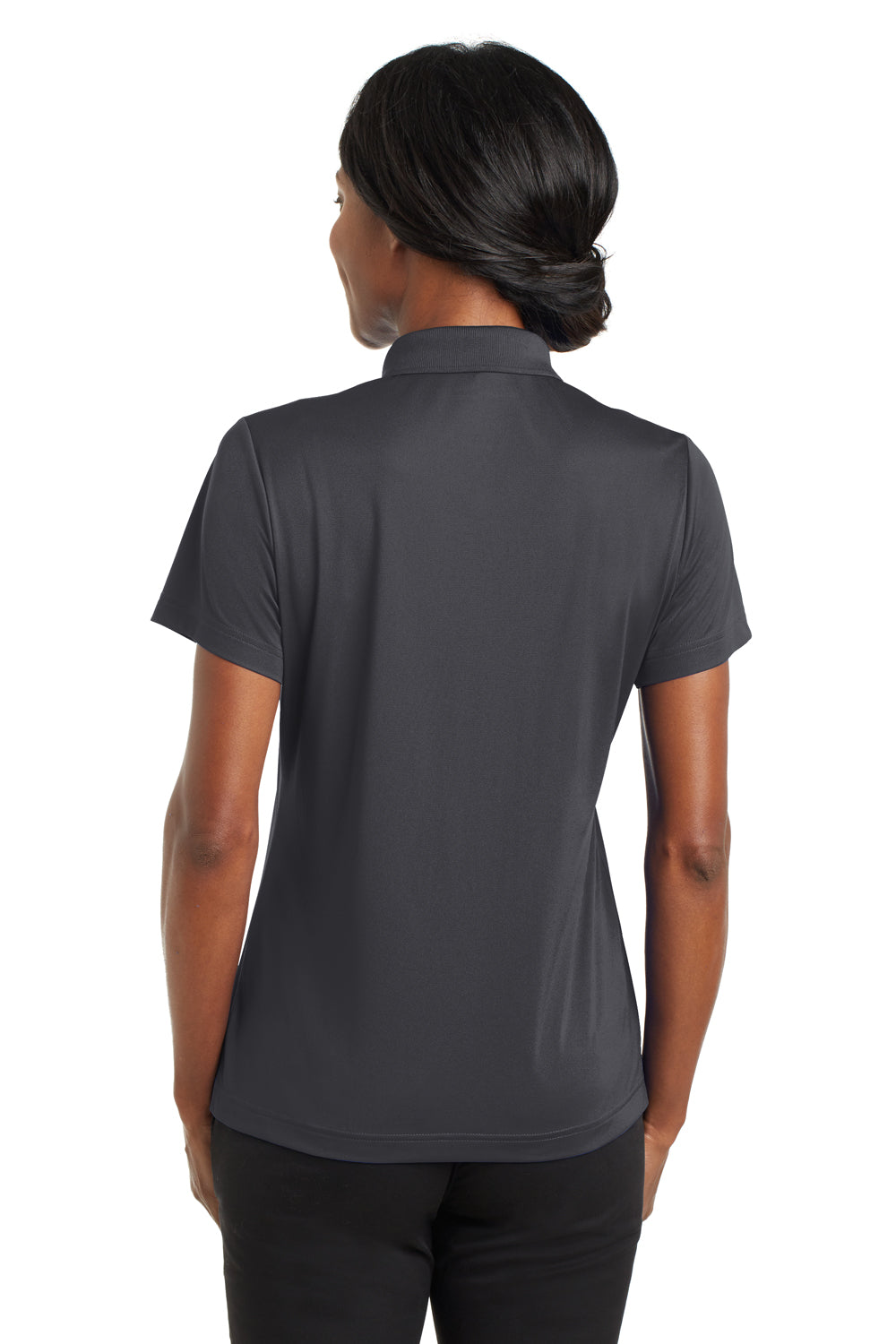 CornerStone CS422 Womens Gripper Moisture Wicking Short Sleeve Polo Shirt Iron Grey Back