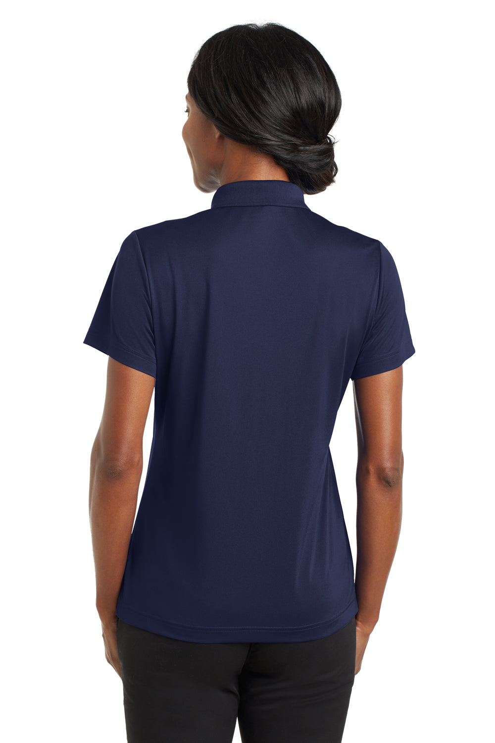 CornerStone CS422 Womens Gripper Moisture Wicking Short Sleeve Polo Shirt Navy Blue Back