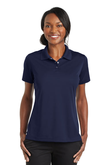 CornerStone CS422 Womens Gripper Moisture Wicking Short Sleeve Polo Shirt Navy Blue Front