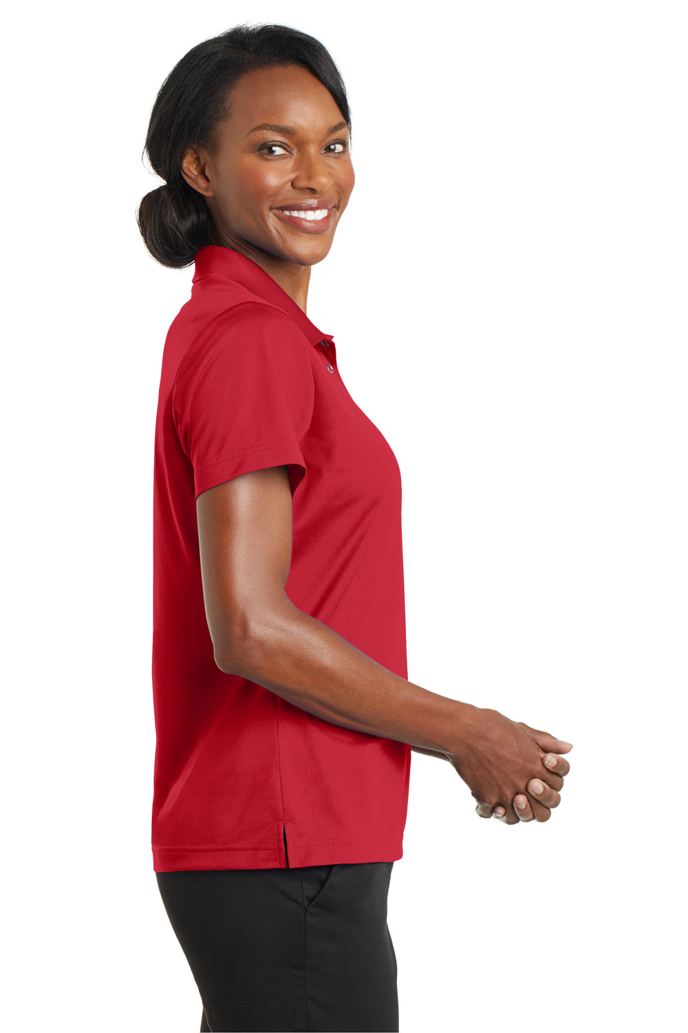 CornerStone CS422 Womens Gripper Moisture Wicking Short Sleeve Polo Shirt Red Side