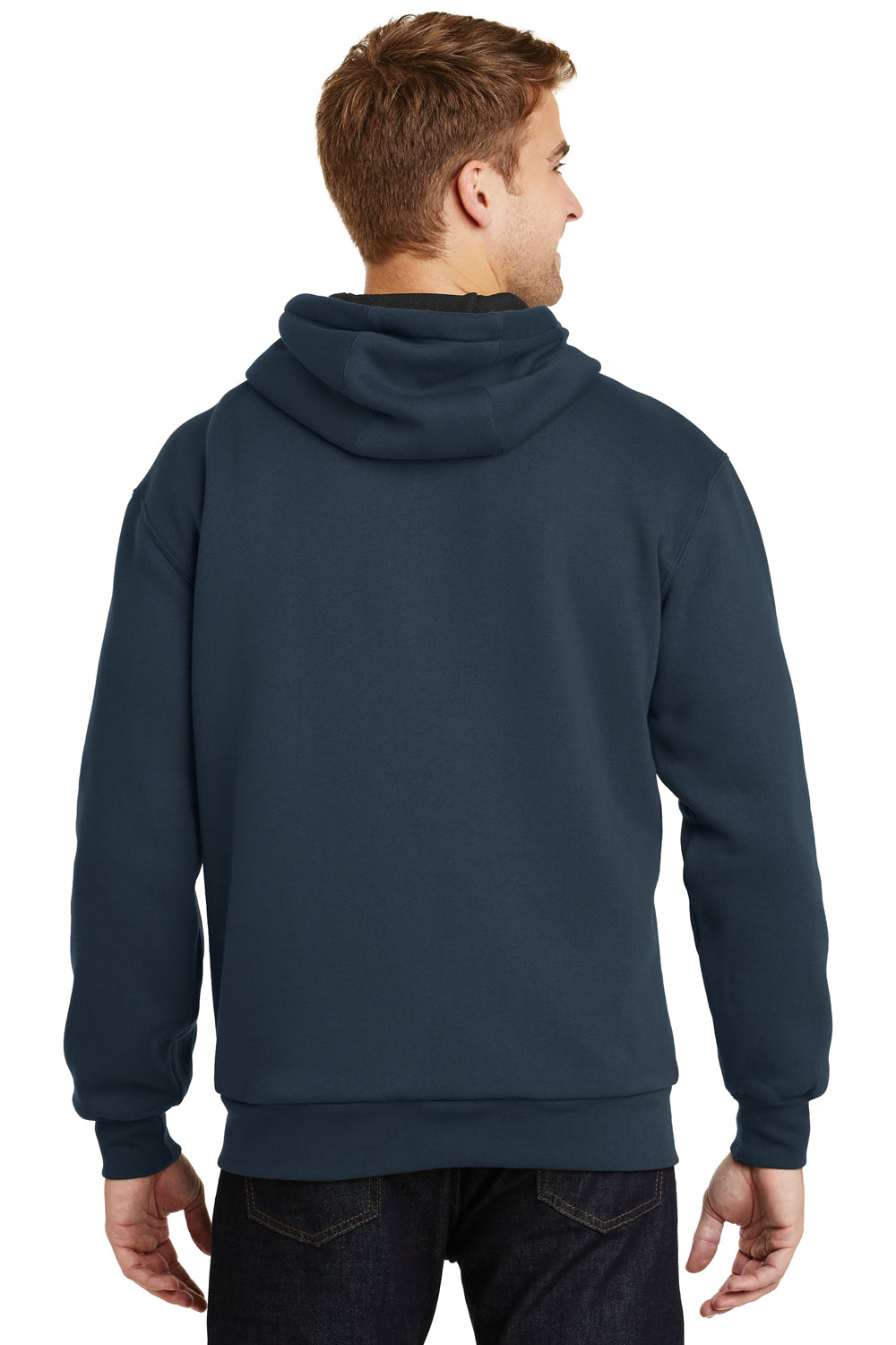 CornerStone CS620 Mens Full Zip Hooded Sweatshirt Hoodie Navy Blue Back