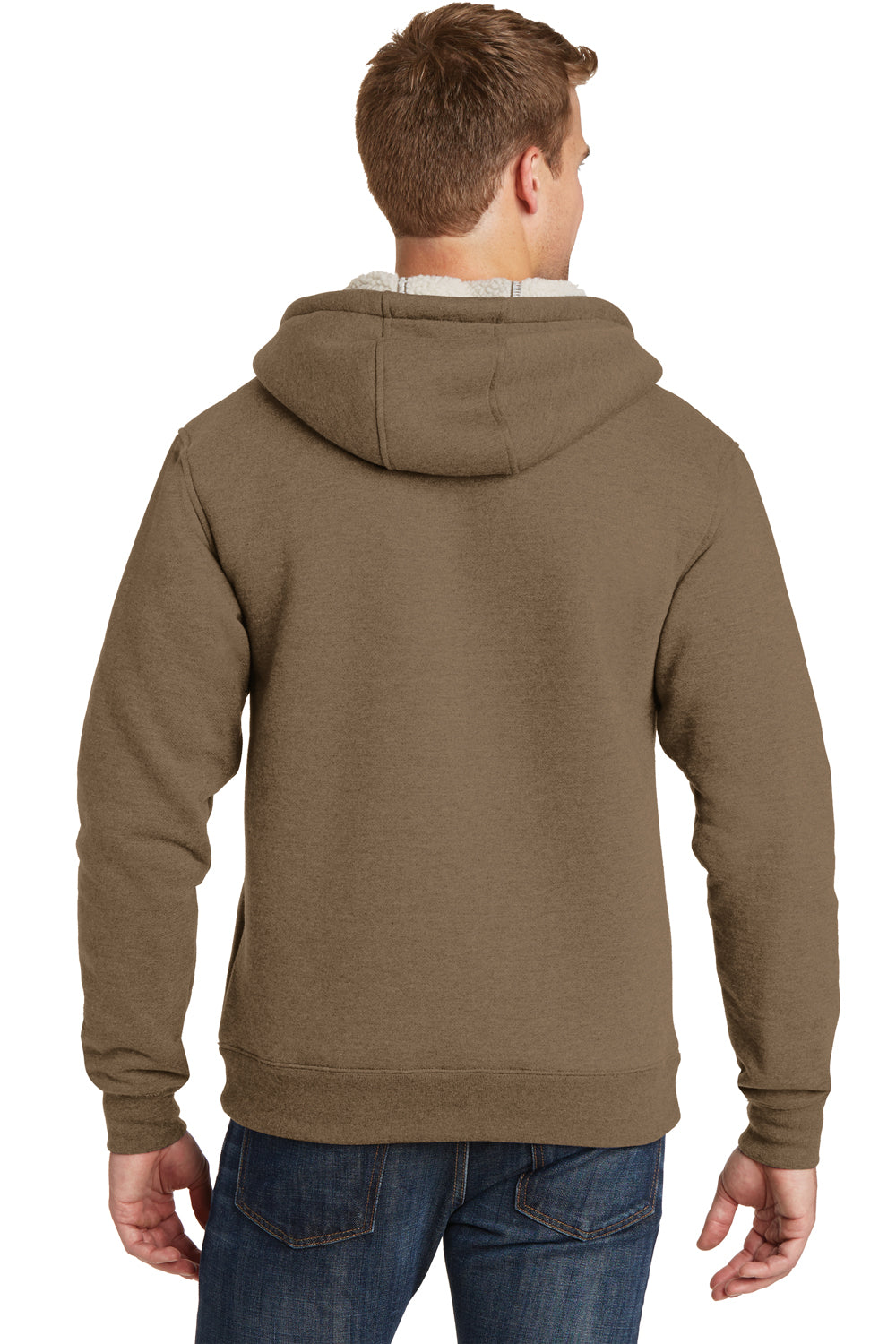 CornerStone CS625 Mens Water Resistant Fleece Full Zip Hooded Sweatshirt Hoodie Brown Back