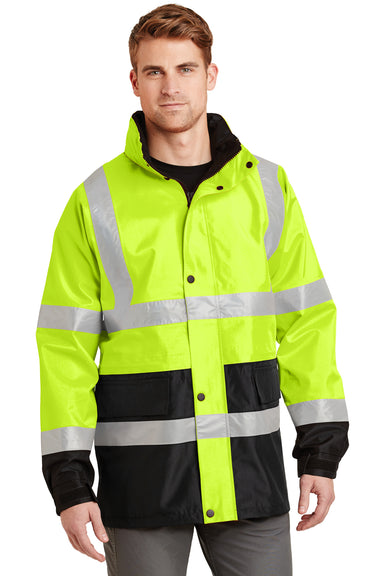 CornerStone CSJ24 Mens ANSI 107 Class 3 Waterproof Full Zip Hooded Jacket Safety Yellow Front