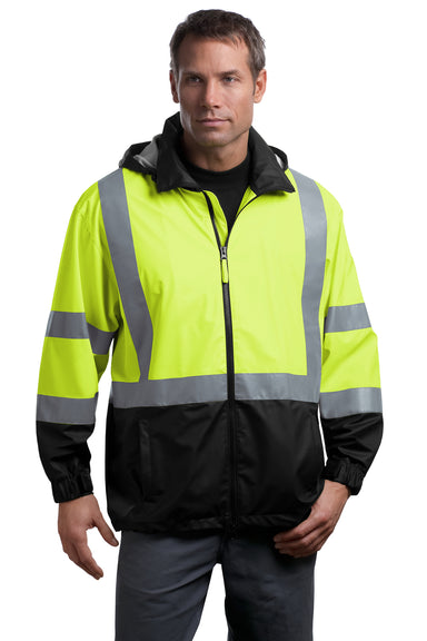 CornerStone CSJ25 Mens ANSI 107 Class 3 Water Resistant Full Zip Hooded Jacket Safety Yellow Front