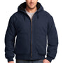 CornerStone Mens Duck Cloth Full Zip Hooded Jacket - Navy Blue