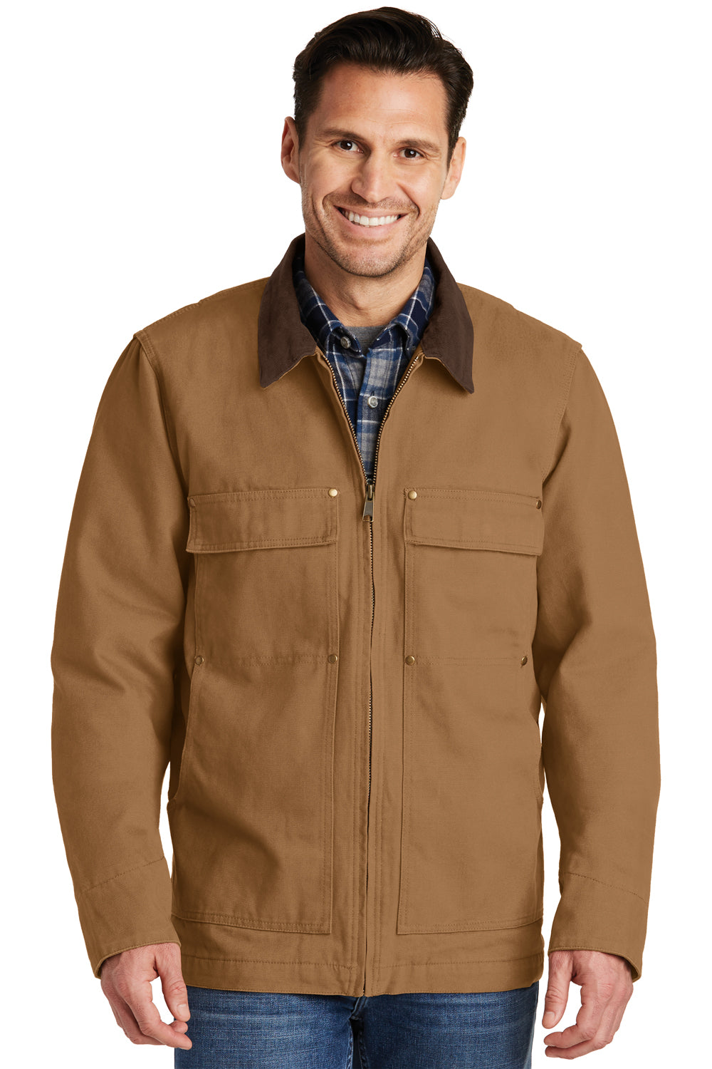 CornerStone CSJ50 Mens Duck Cloth Full Zip Jacket Duck Brown Front
