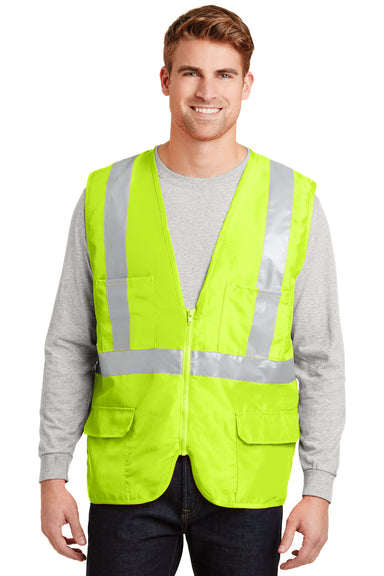 CornerStone CSV405 Mens ANSI 107 Class 2 Safety Full Zip Vest Safety Yellow Front