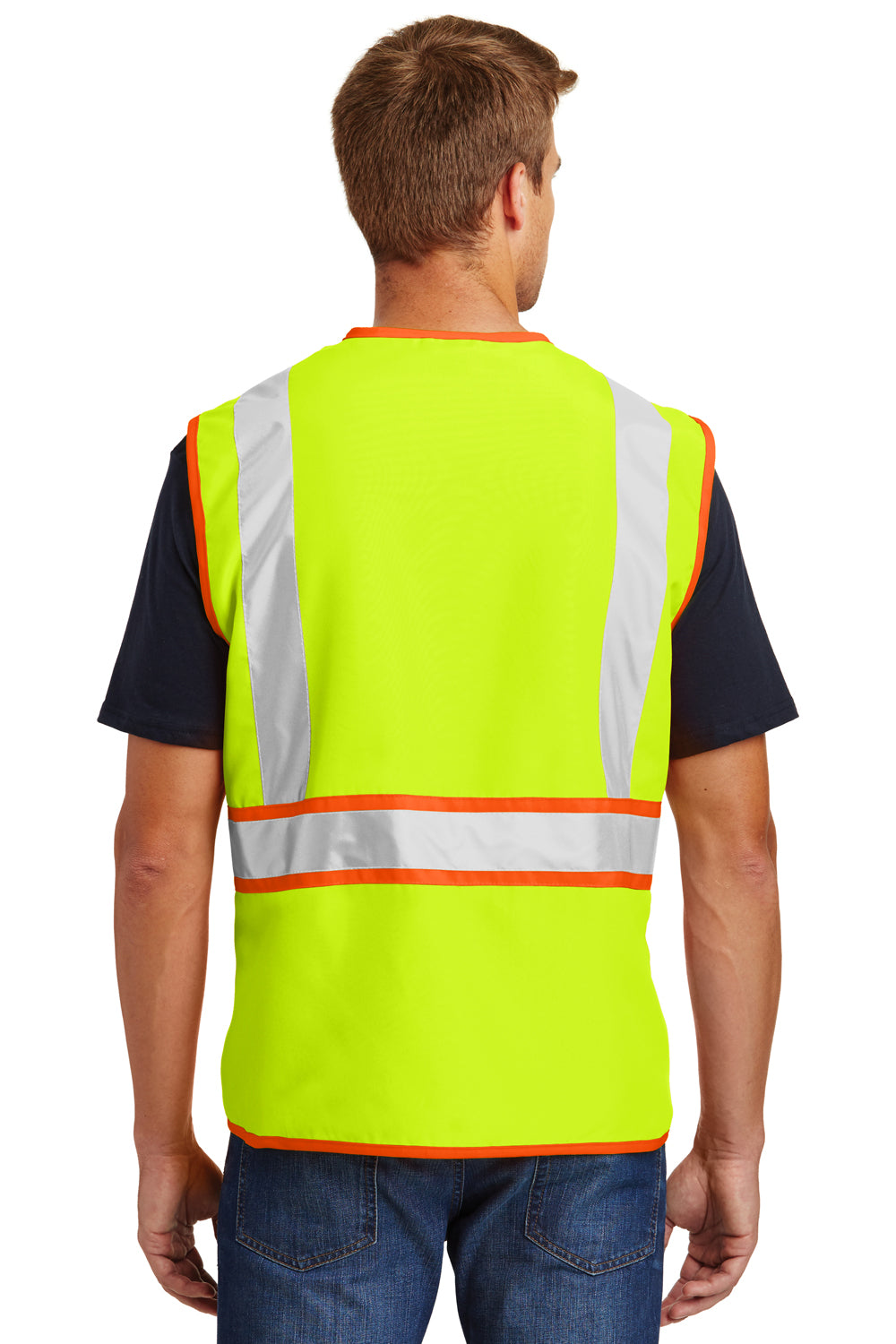 CornerStone CSV407 Mens ANSI 107 Class 2 Safety Full Zip Vest Safety Yellow Back