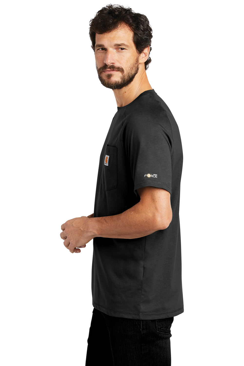 Carhartt CT100410 Mens Delmont Moisture Wicking Short Sleeve Crewneck T-Shirt w/ Pocket Black Side