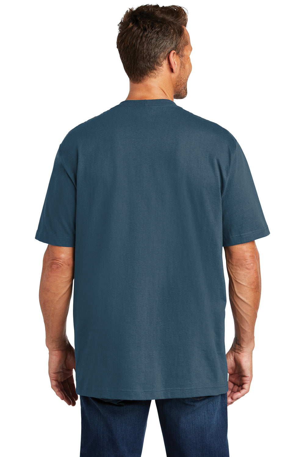 Carhartt CTK87 Mens Workwear Short Sleeve Crewneck T-Shirt w/ Pocket Stream Blue Back