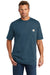 Carhartt CTK87 Mens Workwear Short Sleeve Crewneck T-Shirt w/ Pocket Stream Blue Front