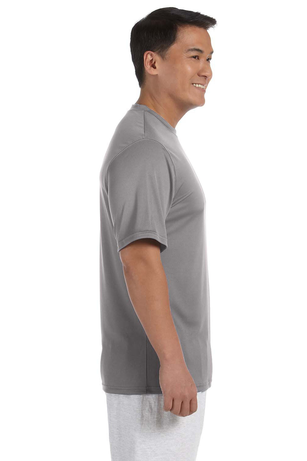 Champion CW22 Mens Double Dry Moisture Wicking Short Sleeve Crewneck T-Shirt Stone Grey Side