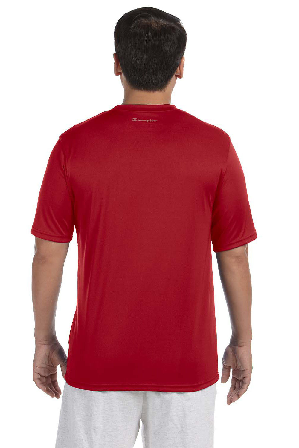 Champion CW22 Mens Double Dry Moisture Wicking Short Sleeve Crewneck T-Shirt Red Back