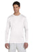 Champion CW26 Mens Double Dry Moisture Wicking Long Sleeve Crewneck T-Shirt White Front