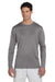 Champion CW26 Mens Double Dry Moisture Wicking Long Sleeve Crewneck T-Shirt Stone Grey Front
