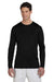 Champion CW26 Mens Double Dry Moisture Wicking Long Sleeve Crewneck T-Shirt Black Front