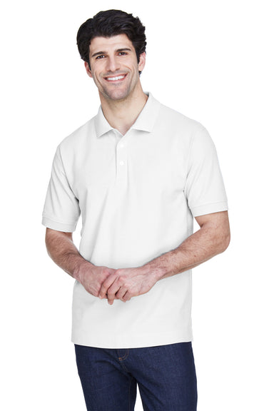 Devon & Jones D100 Mens Short Sleeve Polo Shirt White Front