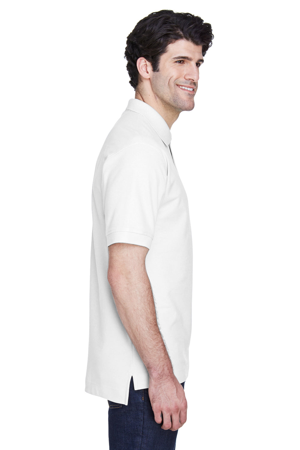 Devon & Jones D100 Mens Short Sleeve Polo Shirt White Side