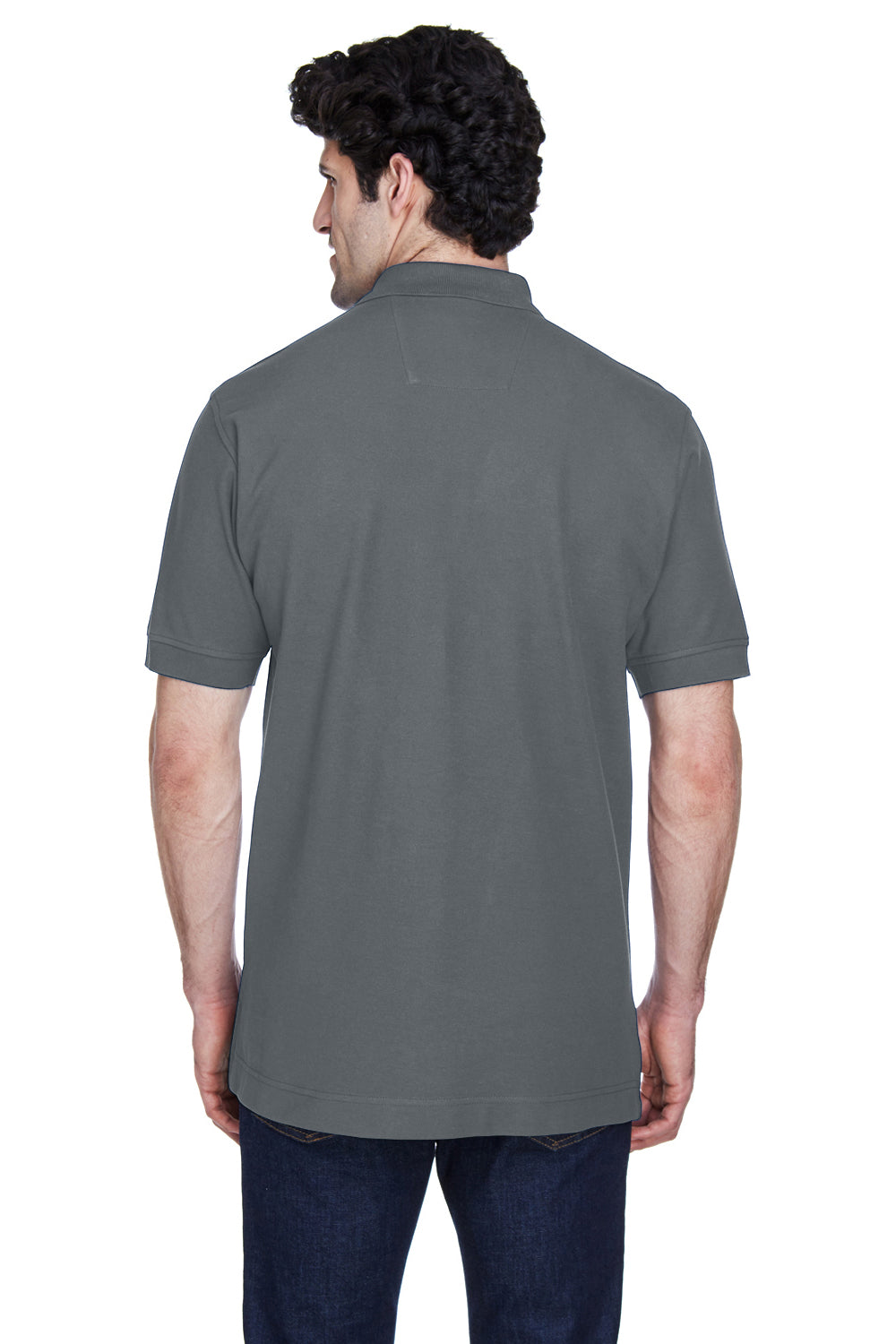 Devon & Jones D100 Mens Short Sleeve Polo Shirt Graphite Grey Back