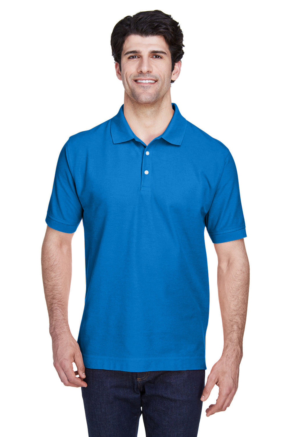 Devon & Jones D100 Mens Short Sleeve Polo Shirt Royal Blue Front