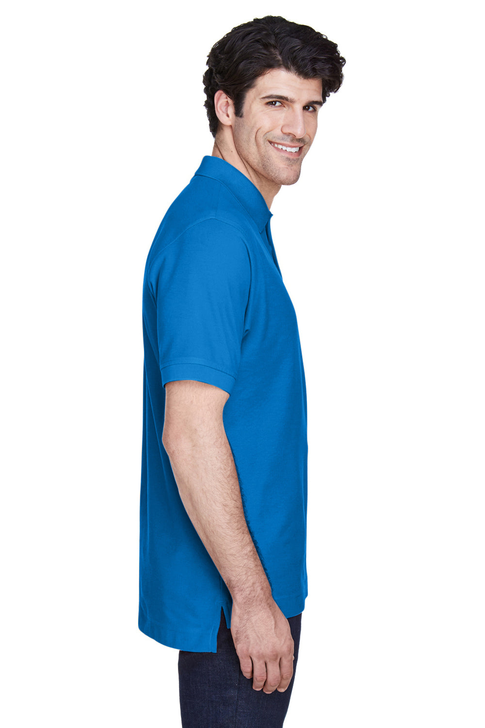 Devon & Jones D100 Mens Short Sleeve Polo Shirt Royal Blue Side