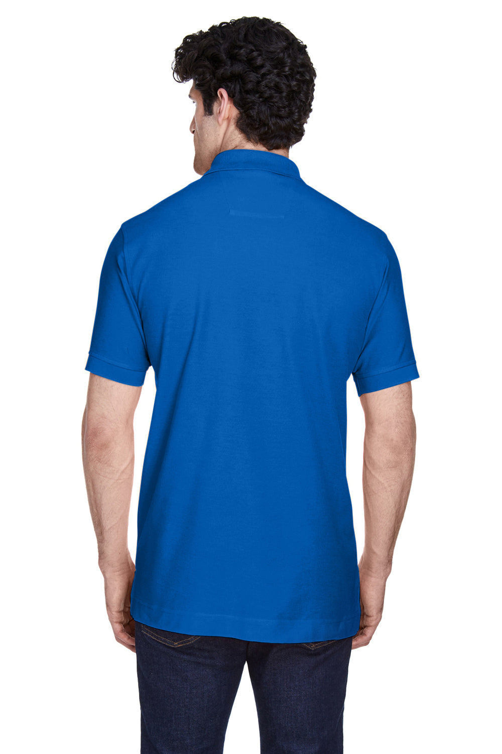 Devon & Jones D100 Mens Short Sleeve Polo Shirt French Blue Back