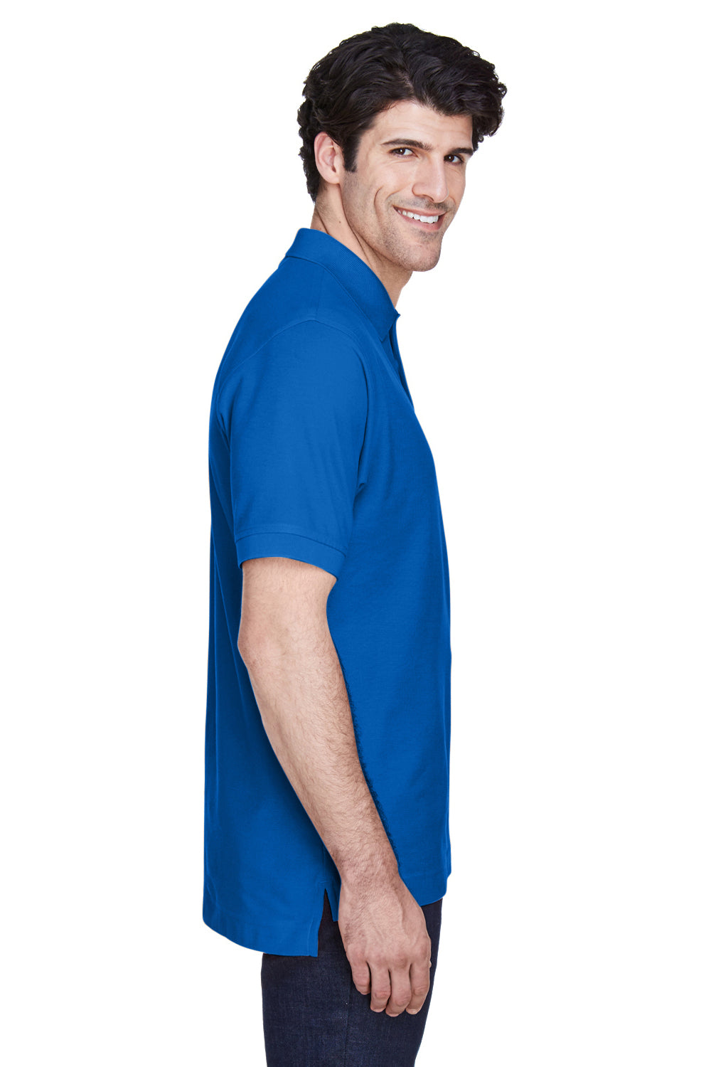 Devon & Jones D100 Mens Short Sleeve Polo Shirt French Blue Side