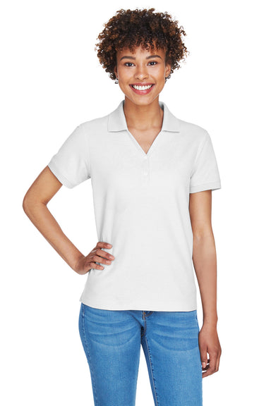 Devon & Jones D100W Womens Short Sleeve Polo Shirt White Front