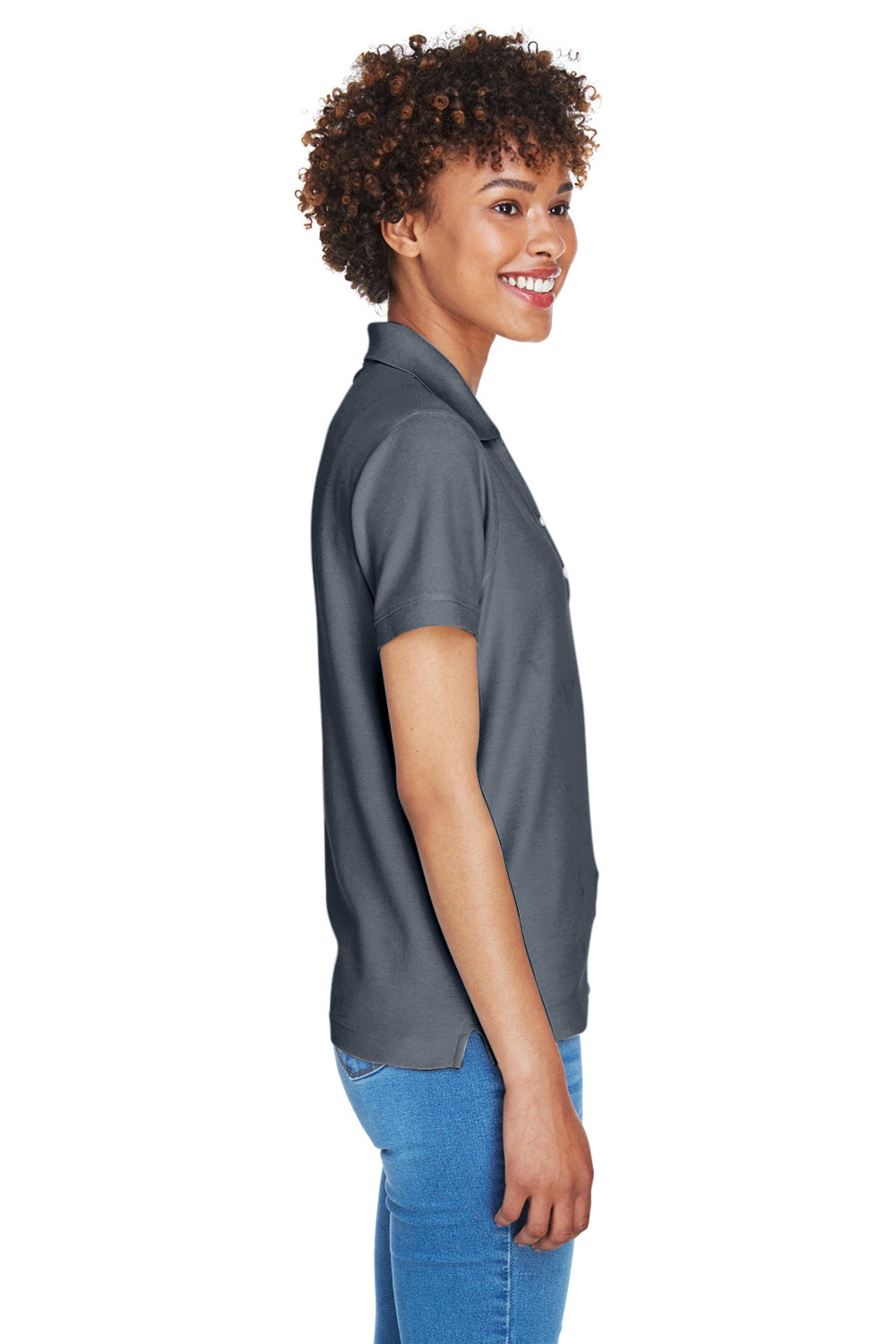 Devon & Jones D100W Womens Short Sleeve Polo Shirt Graphite Grey Side