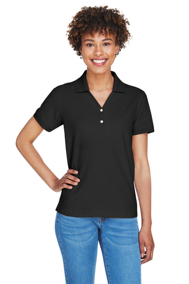 Devon & Jones D100W Womens Short Sleeve Polo Shirt Black Front