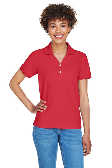 Devon & Jones D100W Womens Short Sleeve Polo Shirt Red Front