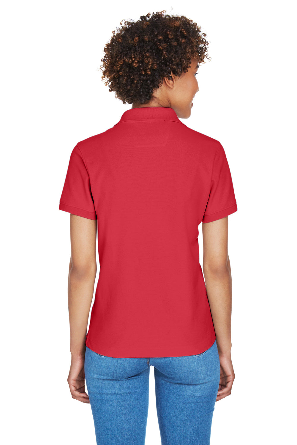 Devon & Jones D100W Womens Short Sleeve Polo Shirt Red Back