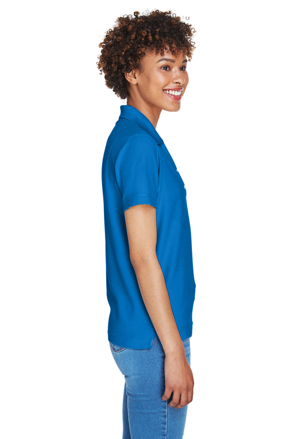 Devon & Jones D100W Womens Short Sleeve Polo Shirt Royal Blue Side