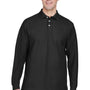 Devon & Jones Mens Long Sleeve Polo Shirt - Black