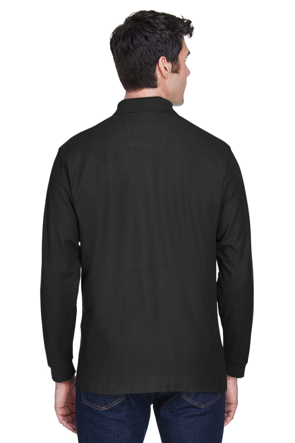 Devon & Jones D110 Mens Long Sleeve Polo Shirt Black Back