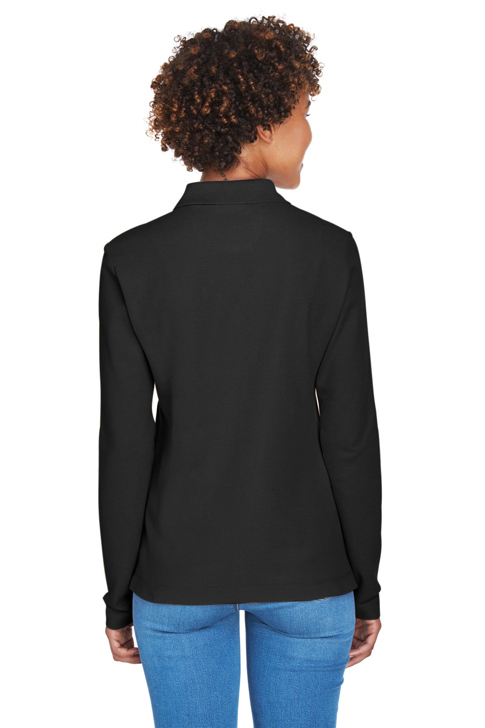 Devon & Jones D110W Womens Long Sleeve Polo Shirt Black Back