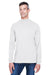 Devon & Jones D420 Mens Sueded Jersey Long Sleeve Mock Neck T-Shirt White Front