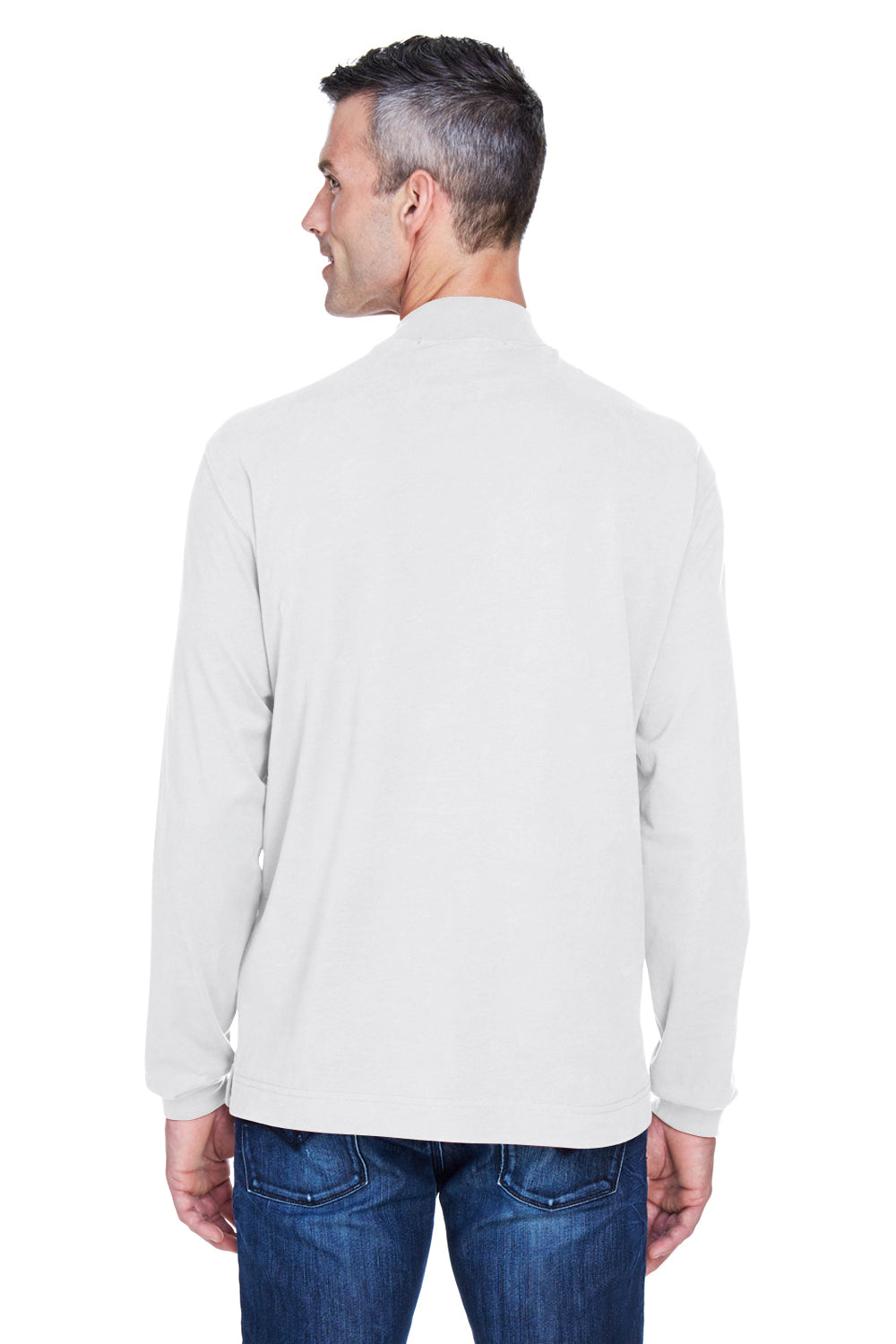 Devon & Jones D420 Mens Sueded Jersey Long Sleeve Mock Neck T-Shirt White Back