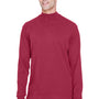Devon & Jones Mens Sueded Jersey Long Sleeve Mock Neck T-Shirt - Crimson Red - Closeout