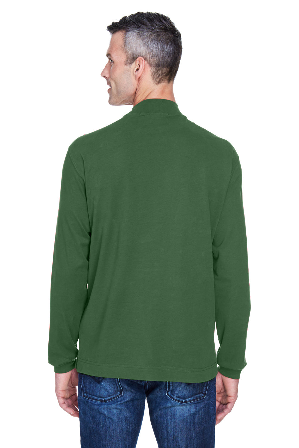 Devon & Jones D420 Mens Sueded Jersey Long Sleeve Mock Neck T-Shirt Forest Green Back