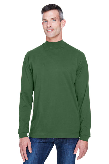 Devon & Jones D420 Mens Sueded Jersey Long Sleeve Mock Neck T-Shirt Forest Green Front