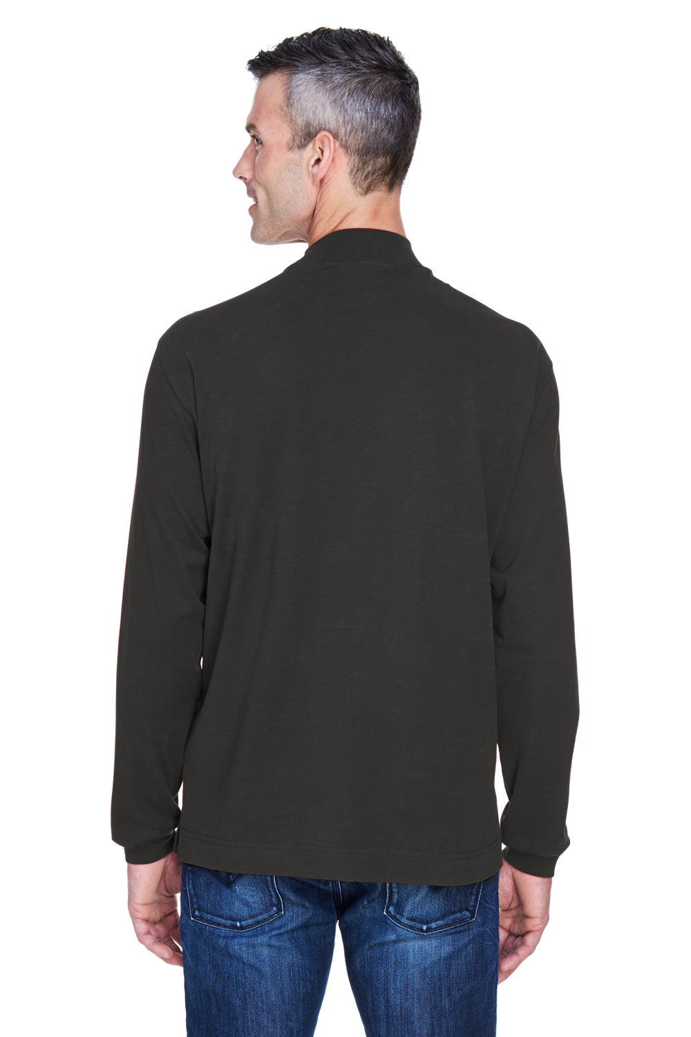 Devon & Jones D420 Mens Sueded Jersey Long Sleeve Mock Neck T-Shirt Black Back