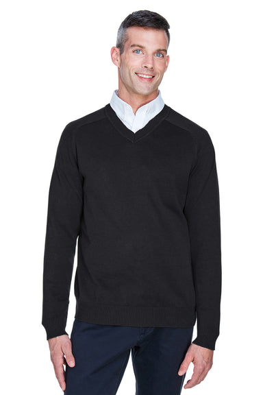 Devon & Jones D475 Mens Wrinkle Resistant V-Neck Sweater Black Front